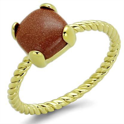 Picture of LO3547 - Brass Ring Gold Women Synthetic Brown