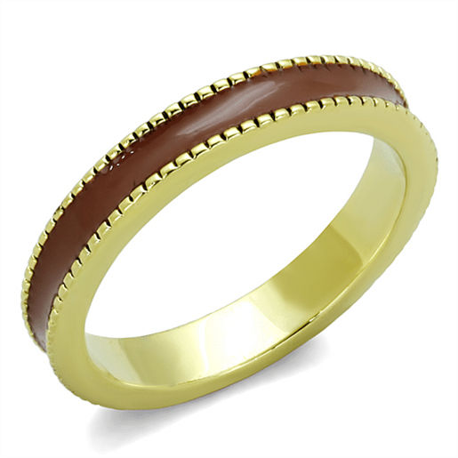 Picture of LO3551 - Brass Ring Gold Women Epoxy Brown