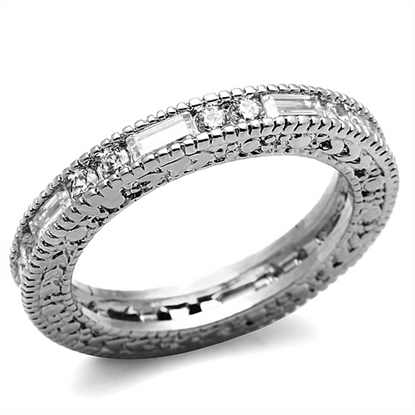 Picture of LO3558 - Brass Ring Rhodium Women AAA Grade CZ Clear