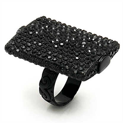 Picture of LO3590 - Brass Ring TIN Cobalt Black Women Top Grade Crystal Hematite