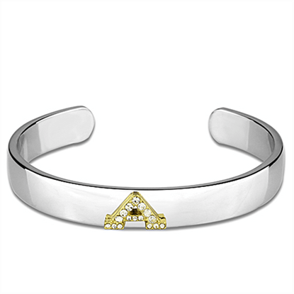 Picture of LO3611 - White Metal Bangle Reverse Two-Tone Women Top Grade Crystal Clear