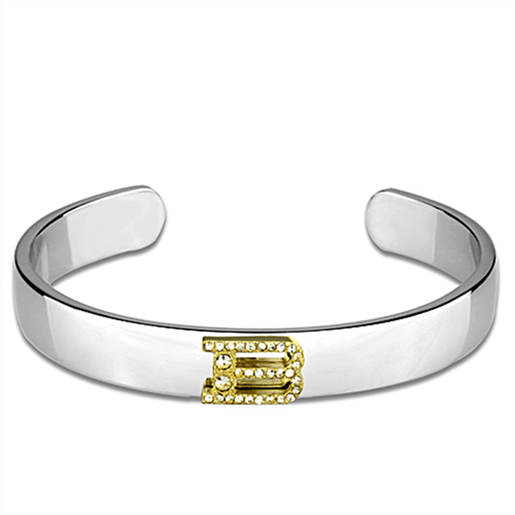 Picture of LO3612 - White Metal Bangle Reverse Two-Tone Women Top Grade Crystal Clear