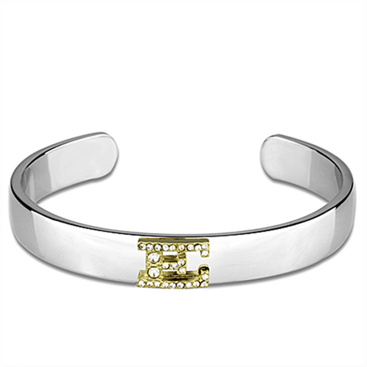 Picture of LO3615 - White Metal Bangle Reverse Two-Tone Women Top Grade Crystal Clear