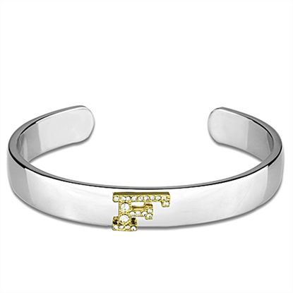 Picture of LO3616 - White Metal Bangle Reverse Two-Tone Women Top Grade Crystal Clear