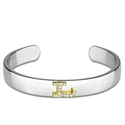 Picture of LO3622 - White Metal Bangle Reverse Two-Tone Women Top Grade Crystal Clear