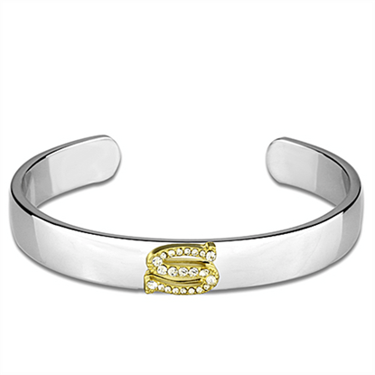 Picture of LO3629 - White Metal Bangle Reverse Two-Tone Women Top Grade Crystal Clear