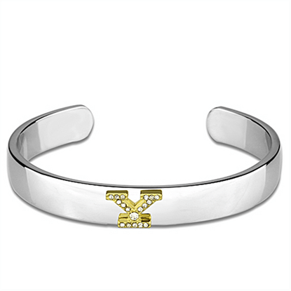 Picture of LO3635 - White Metal Bangle Reverse Two-Tone Women Top Grade Crystal Clear