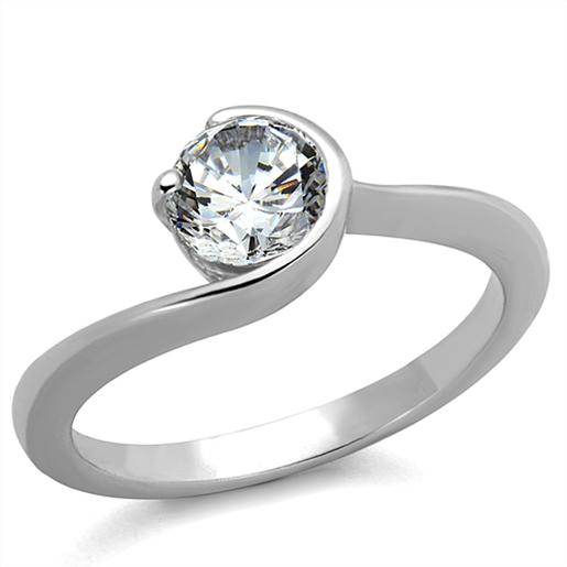 Picture of LO3639 - Brass Ring Rhodium Women AAA Grade CZ Clear