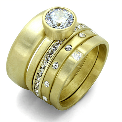 Picture of LO3645 - Brass Ring Gold & Brush Women AAA Grade CZ Clear