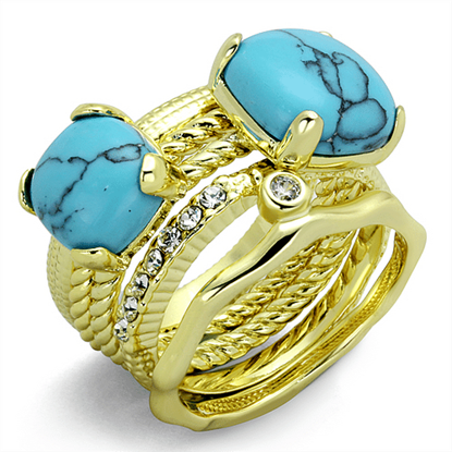 Picture of LO3650 - Brass Ring Gold Women Synthetic Sea Blue