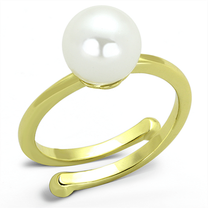 Picture of LO3656 - Brass Ring Gold Women Synthetic White