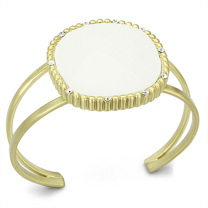 Picture of LO3664 - Brass Bangle Gold & Brush Women Synthetic White