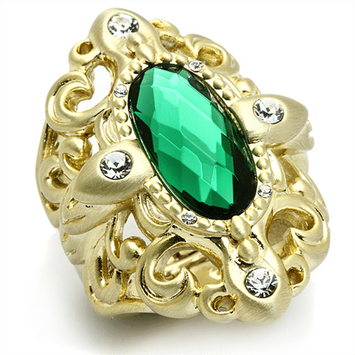 Picture of LO3665 - Brass Ring Gold & Brush Women Synthetic Emerald