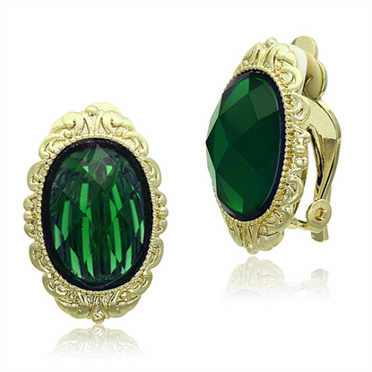 Picture of LO3668 - Brass Earrings Gold & Brush Women Synthetic Emerald