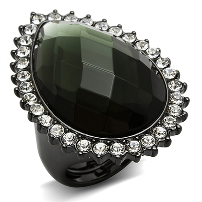 Picture of LO3688 - Brass Ring Ruthenium Women Synthetic Black Diamond