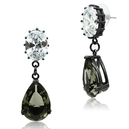 Picture of LO3689 - Brass Earrings Ruthenium Women Synthetic Black Diamond