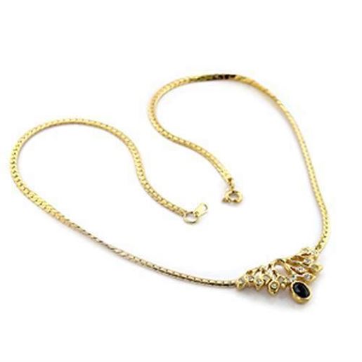 Picture of LO369 - Brass Necklace Gold Women Top Grade Crystal Black Diamond