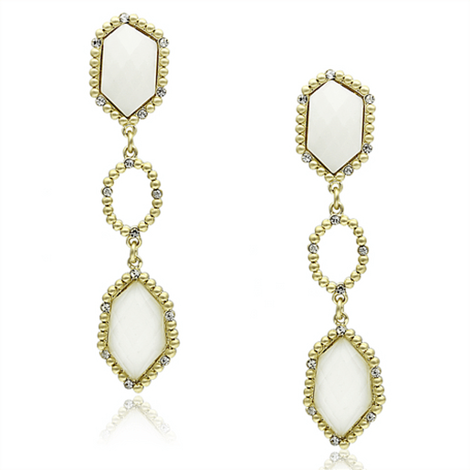 Picture of LO3692 - Brass Earrings Gold & Brush Women Synthetic Clear