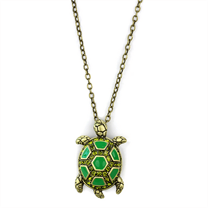 Picture of LO3718 - Brass Chain Pendant Antique Copper Women Top Grade Crystal Olivine color