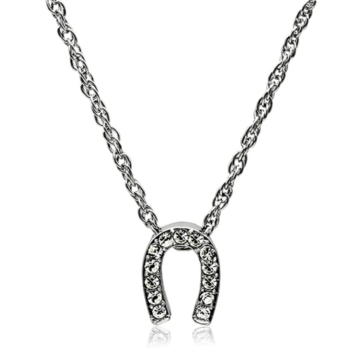 Picture of LO3719 - Brass Chain Pendant Rhodium Women Top Grade Crystal Clear