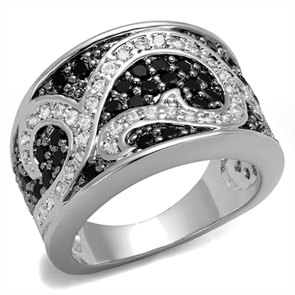 Picture of LO3739 - Brass Ring Rhodium + Ruthenium Women AAA Grade CZ Black Diamond