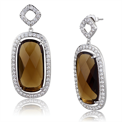 Picture of LO3753 - Brass Earrings Rhodium Women Synthetic Brown