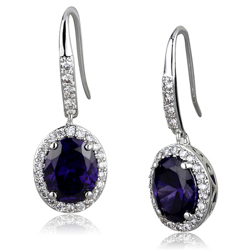 Picture of LO3771 - Brass Earrings Rhodium Women AAA Grade CZ Amethyst