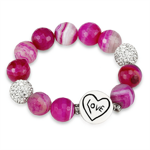 Picture of LO3789 - Brass Bracelet Antique Silver Women Synthetic Fuchsia