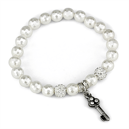 Picture of LO3797 - Brass Bracelet Antique Silver Women Synthetic White