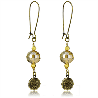 Picture of LO3806 - White Metal Earrings Antique Copper Women Synthetic Champagne