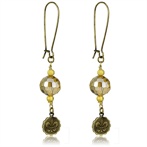 Picture of LO3806 - White Metal Earrings Antique Copper Women Synthetic Champagne