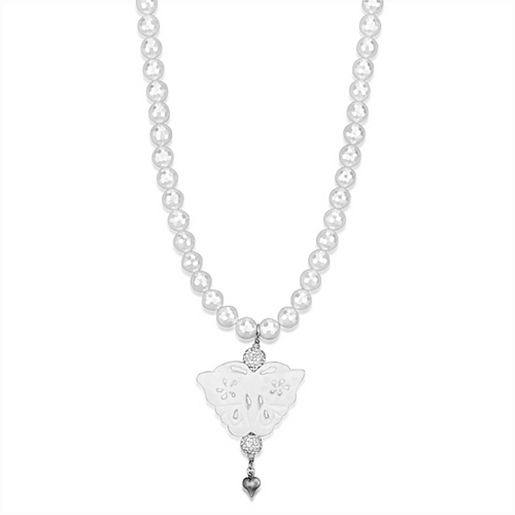 Picture of LO3821 - White Metal Necklace Antique Silver Women Synthetic White