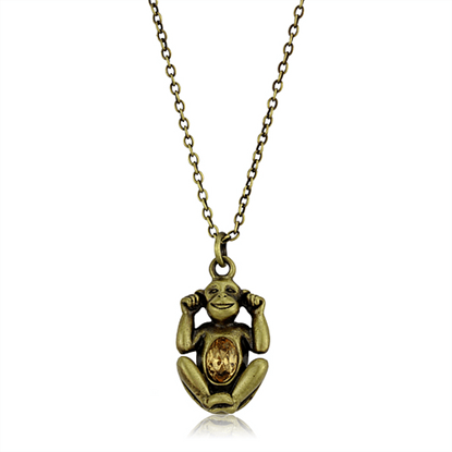 Picture of LO3832 - Brass Chain Pendant Antique Copper Women Top Grade Crystal Citrine Yellow