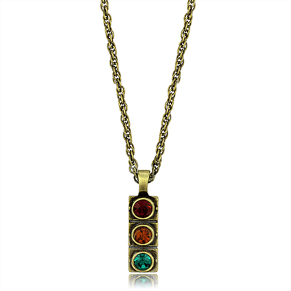 Picture of LO3836 - Brass Chain Pendant Antique Copper Women Top Grade Crystal Multi Color