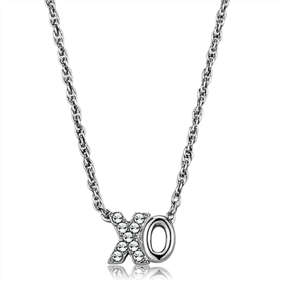 Picture of LO3845 - Brass Necklace Rhodium Women Top Grade Crystal Clear