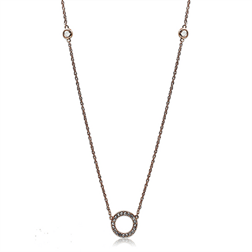 Picture of LO3846 - Brass Necklace Rose Gold Women AAA Grade CZ Clear