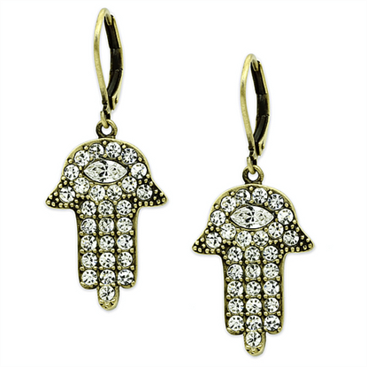 Picture of LO3853 - Brass Earrings Antique Copper Women Top Grade Crystal Clear