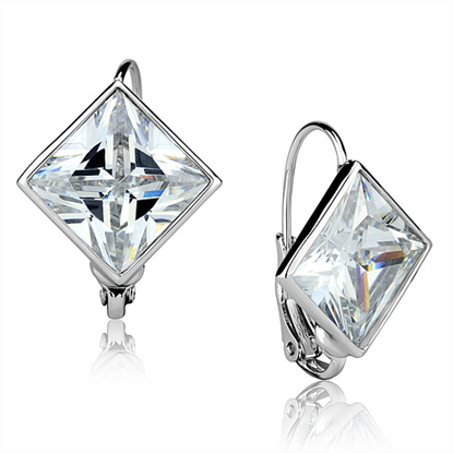 Picture of LO3868 - Brass Earrings Rhodium Women AAA Grade CZ Clear