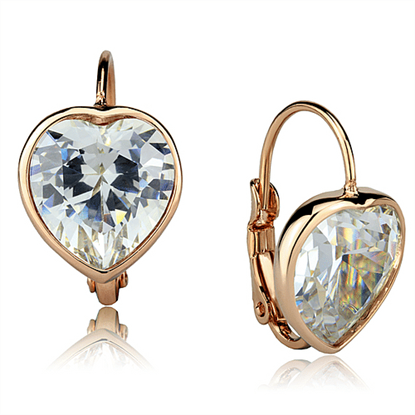 Picture of LO3872 - Brass Earrings Rose Gold Women AAA Grade CZ Clear