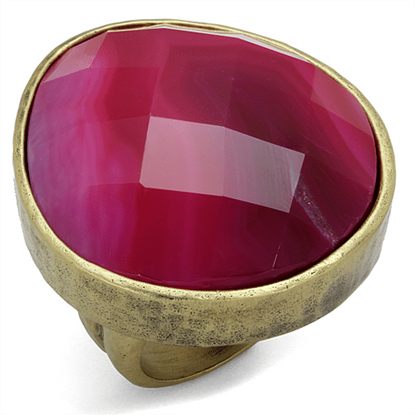 Picture of LO3880 - Brass Ring Antique Copper Women Synthetic Fuchsia