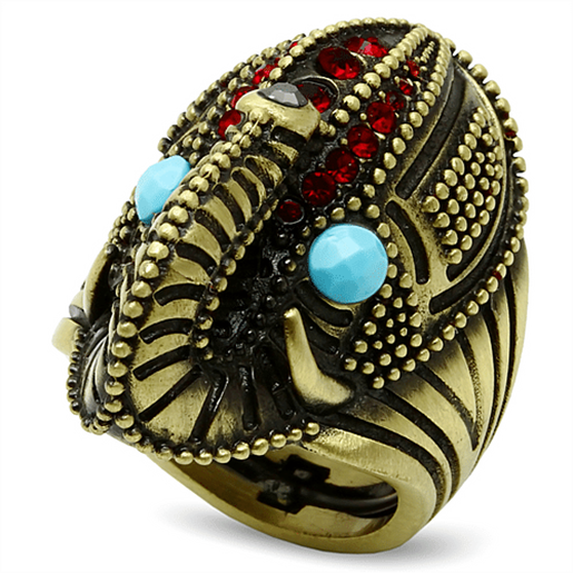 Picture of LO3887 - Brass Ring Antique Copper Women Synthetic Sea Blue