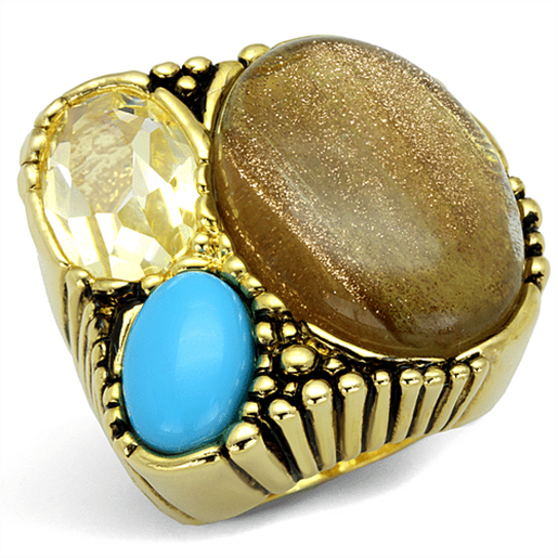 Picture of LO3900 - Brass Ring Gold Women Synthetic Topaz