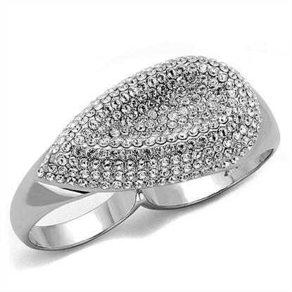 Picture of LO3913 - Brass Ring Rhodium Women Top Grade Crystal Clear