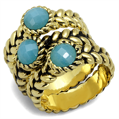 Picture of LO3922 - Brass Ring Gold Women Synthetic Sea Blue