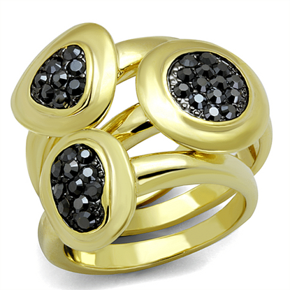 Picture of LO3927 - Brass Ring Gold Women Top Grade Crystal Hematite