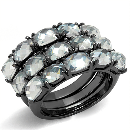 Picture of LO3929 - Brass Ring TIN Cobalt Black Women Top Grade Crystal Black Diamond