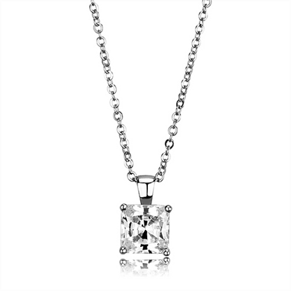 Picture of LO3931 - Brass Chain Pendant Rhodium Women AAA Grade CZ Clear