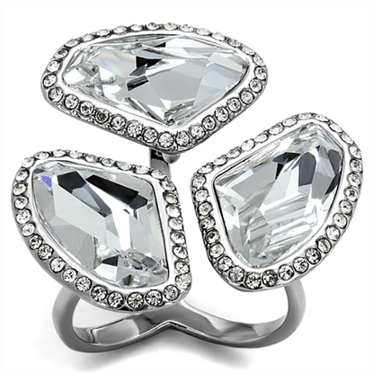 Picture of LO3938 - Stainless Steel Ring High polished (no plating) Women Top Grade Crystal Clear