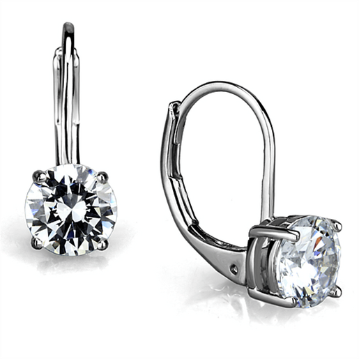 Picture of LO3947 - Brass Earrings Rhodium Women AAA Grade CZ Clear