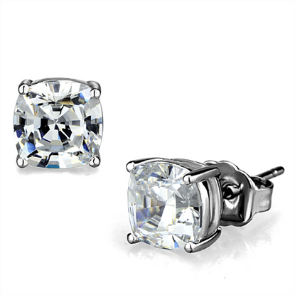 Picture of LO3948 - Brass Earrings Rhodium Women AAA Grade CZ Clear